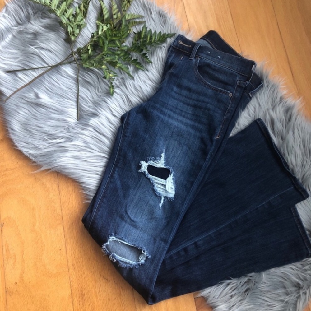 Express distressed flare jeans